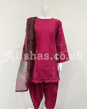 Nazneen Magenta Girls Embroidered Kameez Salwar Suit