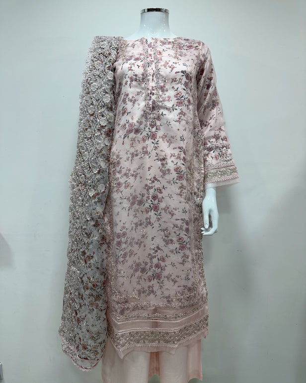 Simrans Ladies Blush Fancy Silk Net Kameez Suit