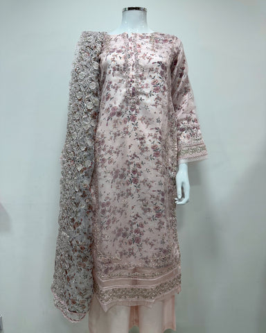 Simrans Ladies Blush Fancy Silk Net Kameez Suit