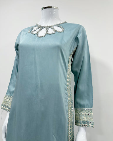 Simrans Khaadi Lux Baby Blue Embellished Suit