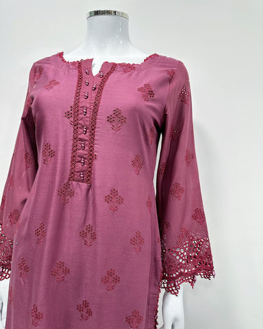 Simrans 'Firdous' Deep Maroon Premium Chikankari Kameez Suit