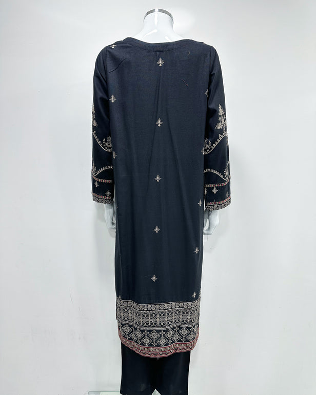 RAFIA Designer Black Khaddar Kameez Suit