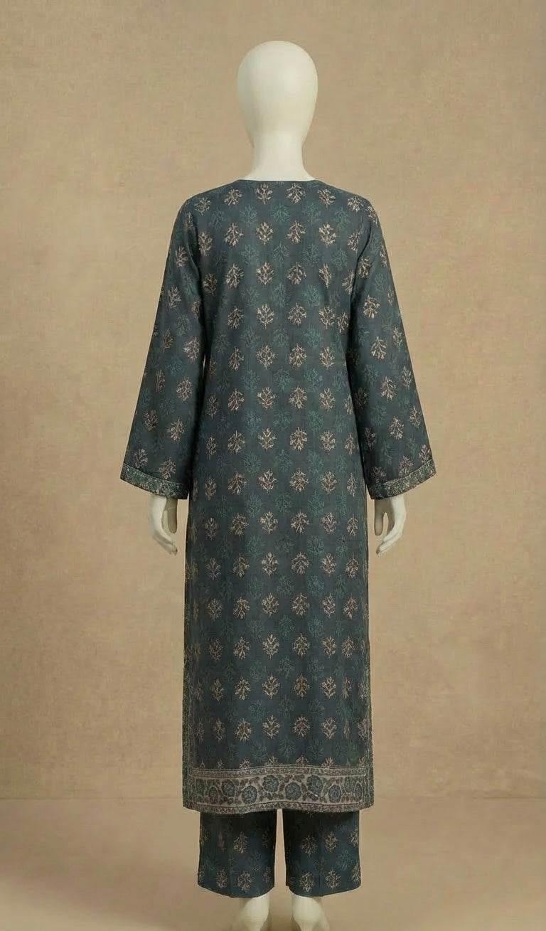 Oversized Teal Printed Silk Co ord by Simrans