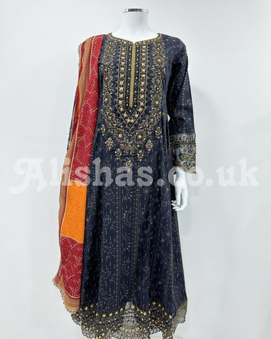 Simrans Navy Heavy Dress Embroidered Suit