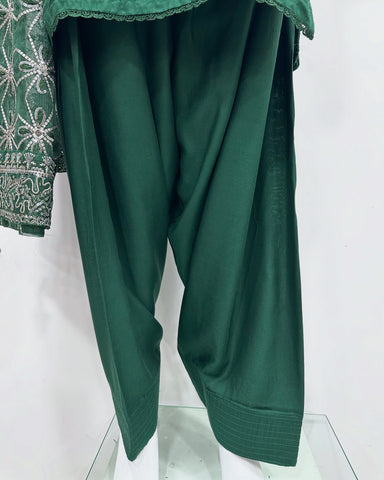 Simrans Ladies Kaash Festive Bottle Green Farsha Salwar Suit