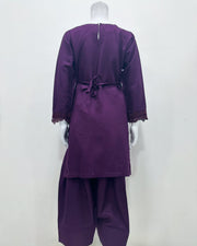 Simrans Girls Boho Chikankari Purple Embroidered Farshi Suit