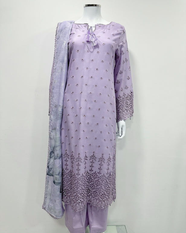 Simrans 'Firdous' Lilac Premium Chikankari Kameez Suit