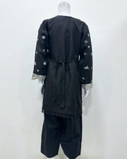 Simrans Girls Ivana Lux Farshi Black Viscose Embroidered Suit