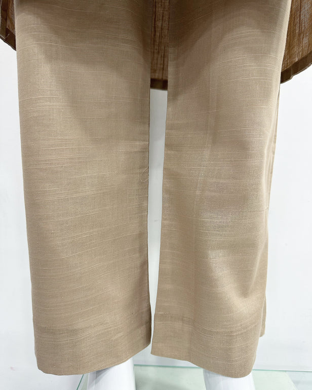 RAFIA Designer Beige Contrast Khaddar Kameez Suit