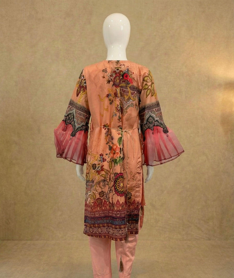 Ivana Girls Designer Peach Jacket Belt Suit by Simrans
