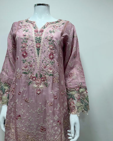 Simrans Ivana Lux Blush Viscose Embroidered Suit