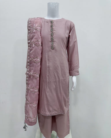 Simrans Girls Kaash Festive Soft Lilac Long Kameez Suit