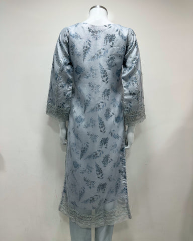 Simrans Ladies Ice Blue Fancy Silk Net Kameez Suit