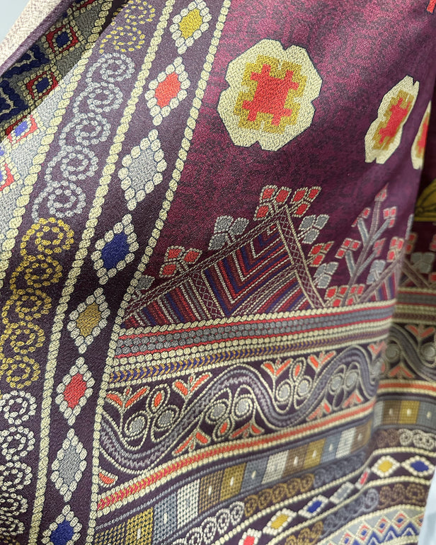 Simrans Deep Red Dhanak Printed Suit