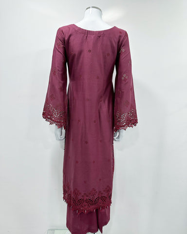 Simrans 'Firdous' Deep Maroon Premium Chikankari Kameez Suit