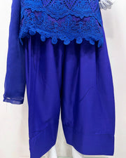 Simrans Ladies Boho Chikankari Cobalt Blue Embroidered Farshi Suit