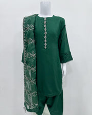 Simrans Girls Kaash Festive Bottle Green Farsha Salwar Suit