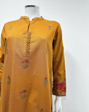 RAFIA Designer Mustard Contrast Khaddar Kameez Suit