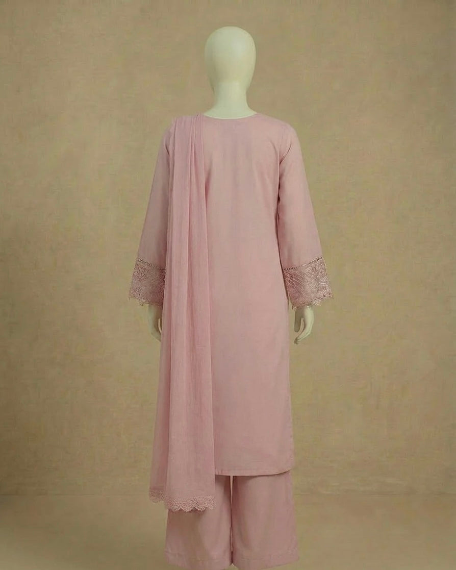 Pink Sequin Embroidery Viscose Suit by Simrans