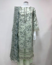 Simrans Ladies Mint Fancy Silk Net Kameez Suit