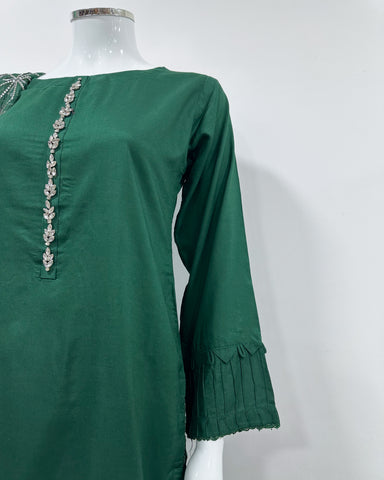 Simrans Ladies Kaash Festive Bottle Green Farsha Salwar Suit