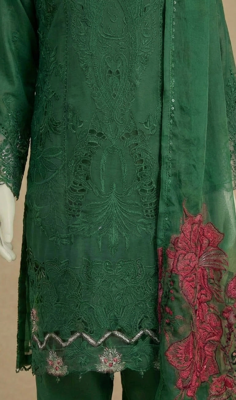 Girls Ivana Collection Emerald Green Lawn Suit by Simrans