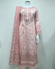 Simrans Ladies Baby Pink Fancy Silk Net Kameez Suit