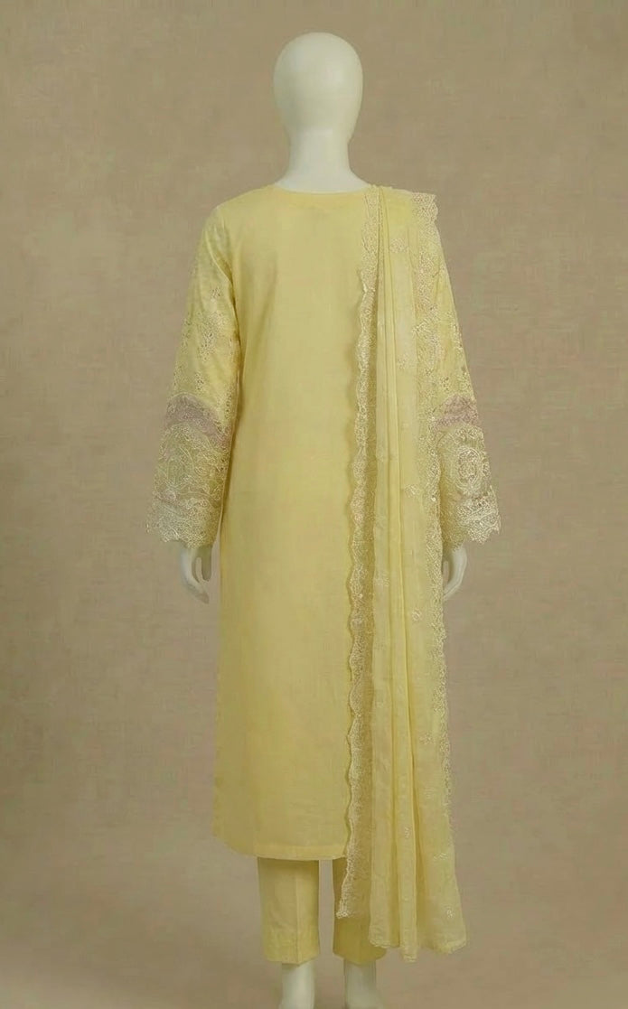 Luxury Lawn Lemon Ombre Embroidered Suit by Rafia