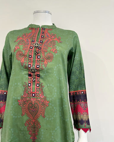 RAFIA Designer Green Mirror Contrast Suit