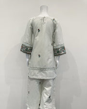 Nazneen Girls Grey Embroidered Kameez Flary Suit
