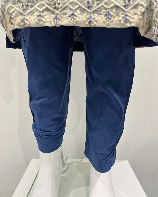 Simrans Fiesta Girls Blue Contrast Embroidered Suit