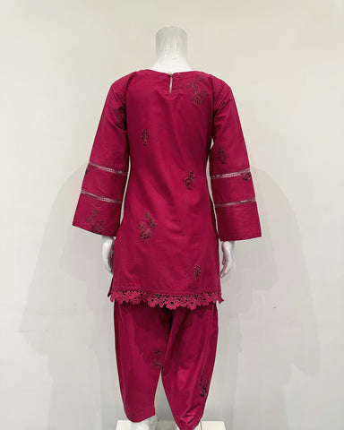 Nazneen Magenta Girls Embroidered Kameez Salwar Suit