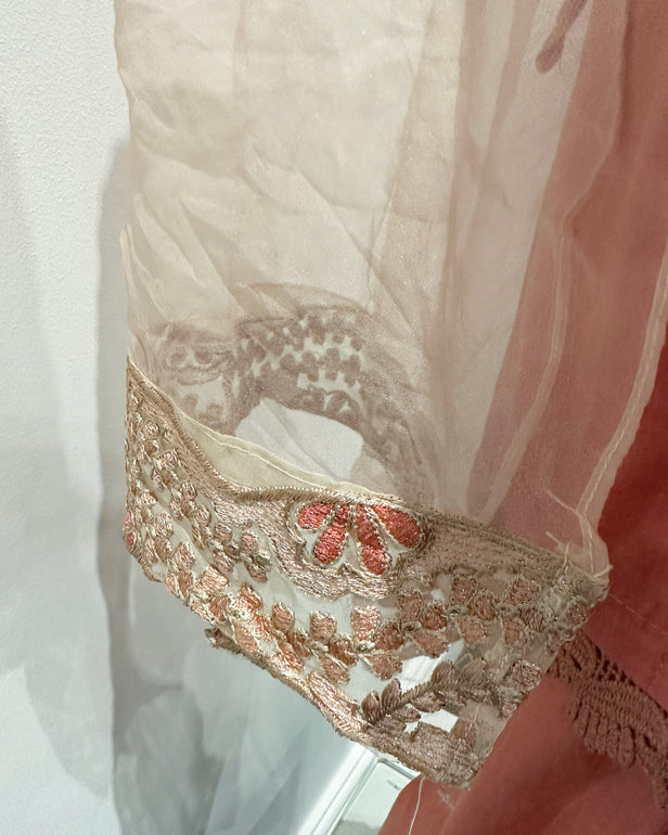 Simrans Fiesta Girls Blush Orange Embroidered Suit