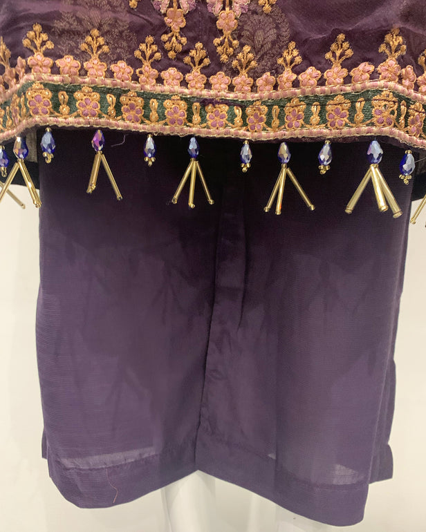 Aafreen Ladies Premium Plum Fancy Jacquard Kameez Suit