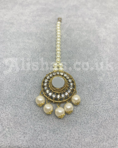 Round Mirror Necklace Set - Silver/Gold