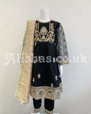 IVANA Ladies Designer Black Cotton Dress Suit