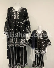 Simrans Black Girls Dress Embroidered Suit