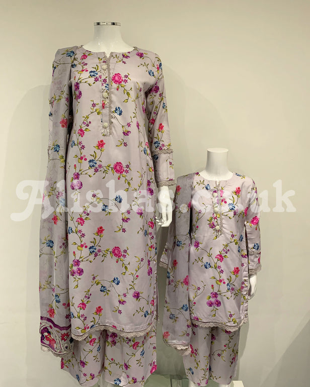 Simrans Ladies Digital Crepe Floral Linen Suit