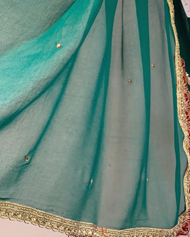 RAFIA Green Ladies Chiffon Jacket with Tail