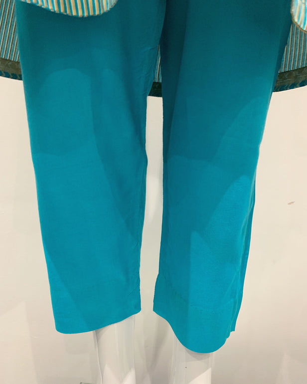 Clasico Elura Turqoise Block Print Linen Suit