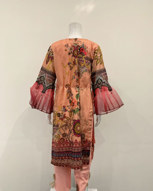 IVANA Girls Designer Peach Jacket Belt Suit