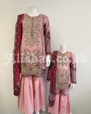 IVANA Girls Designer Blush Pink Kameez Garara Suit