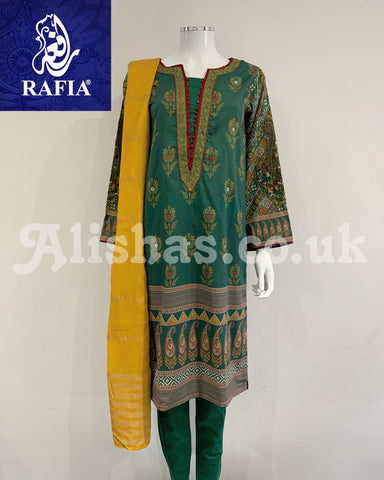RAFIA Designer Ladies Green Digital Print Kameez Suit