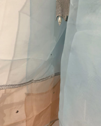 Simrans Pale Blue Ladies Embroidered Peplum Suit