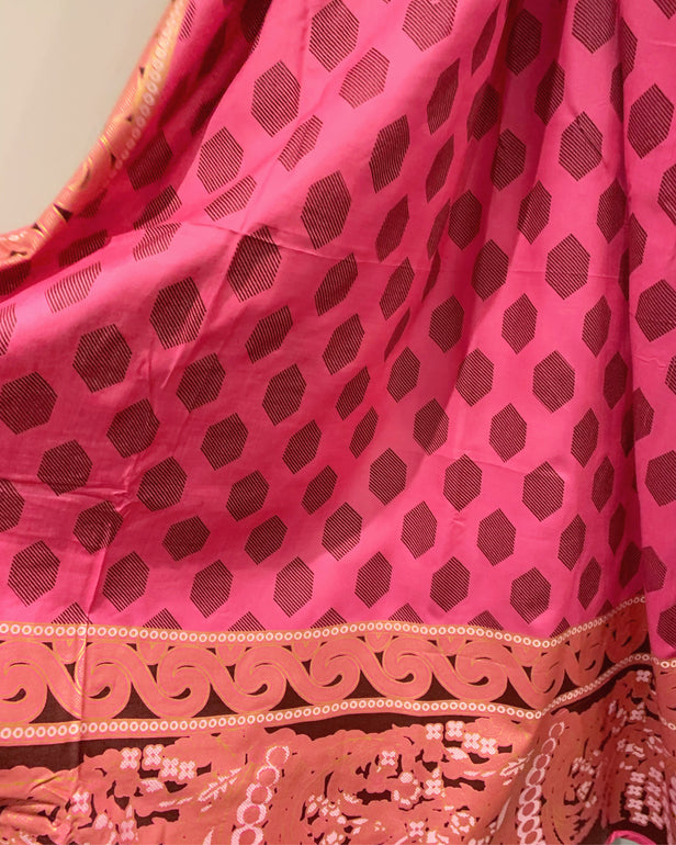 Clasico Elura Maroon Linen Block Print Suit