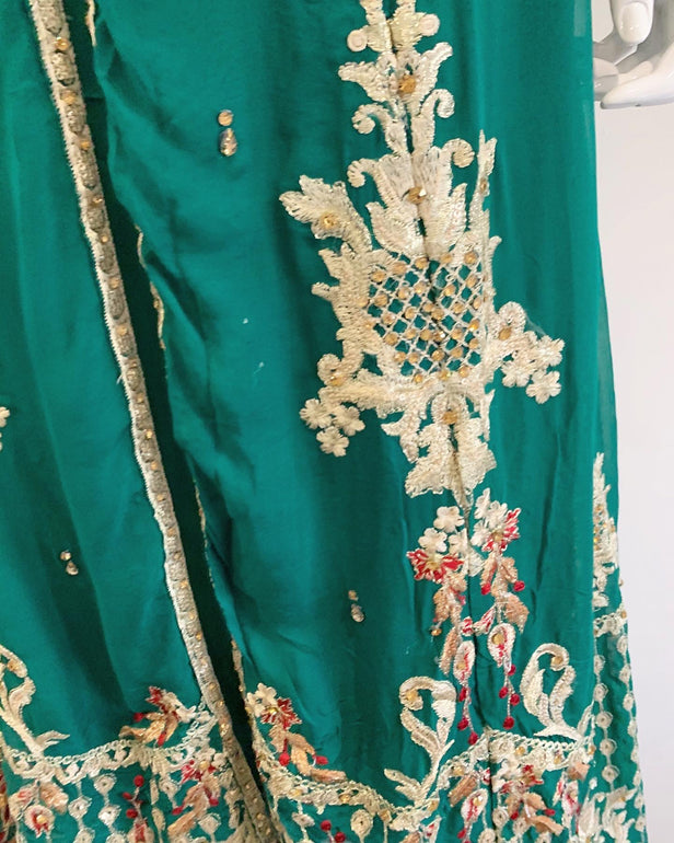 RAFIA Green Ladies Chiffon Jacket with Tail