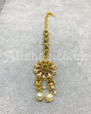 Gold Floral Stone Necklace Set - Rose Gold