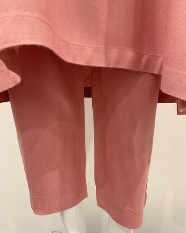 Pechaan Soft Marina Blush Pink Belted Collar Kameez Suit