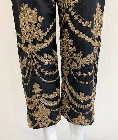 Black Full Embroidered Trousers