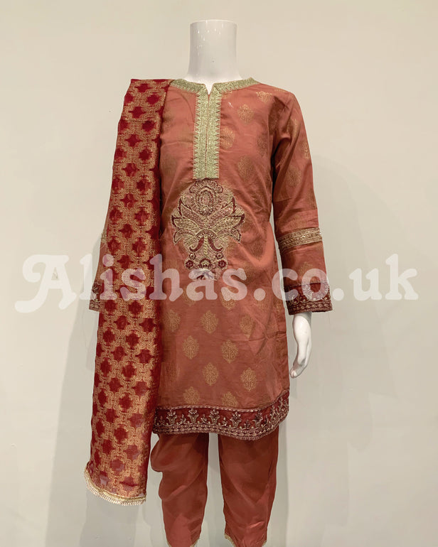 IVANA Designer Girls Rose Premium Fancy Jacquard Kameez Suit
